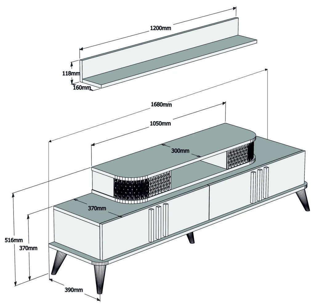 ΣΥΝΘΕΣΗ ΣΑΛΟΝΙΟΥ 2 ΤΜΧ ΦΥΣΙΚΟ OAK HM11848.01 - HM9515.01 HM9501.01