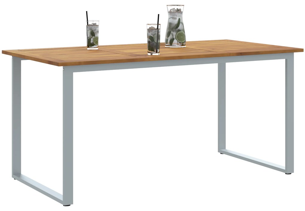 vidaXL Τραπέζι Εξωτερικού Χώρου Γκρι 160x80x75 εκ. Χάλυβας & Στερεό Ξύλο Ακακίας