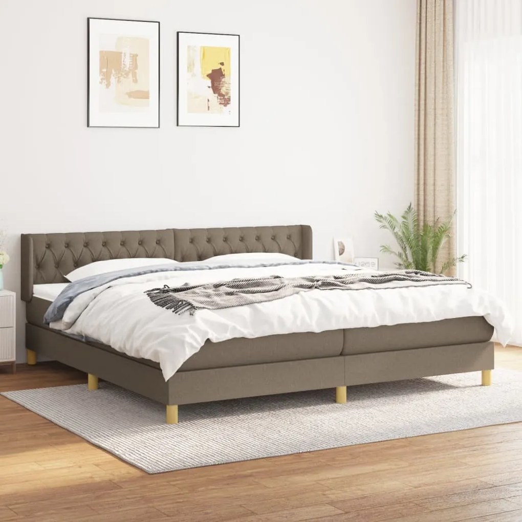 vidaXL Κρεβάτι Boxspring με Στρώμα Taupe 200x200 εκ. Υφασμάτινο