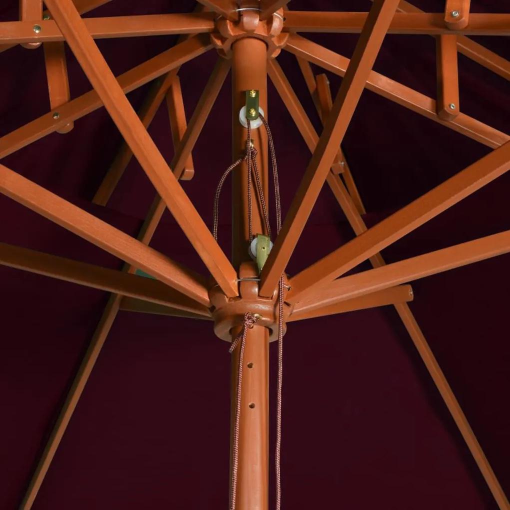 Ομπρέλα Κήπου με Διπλή Οροφή Μπορντό 270 εκ. με Ξύλινο Ιστό - Κόκκινο