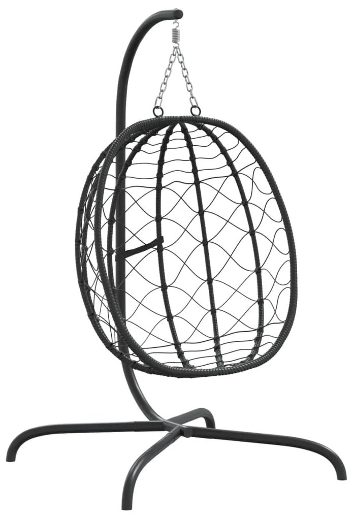vidaXL Πολυθρόνα Egg Κρεμαστή Κρεμ Συνθ. Ρατάν/Ατσάλι με Μαξιλάρι