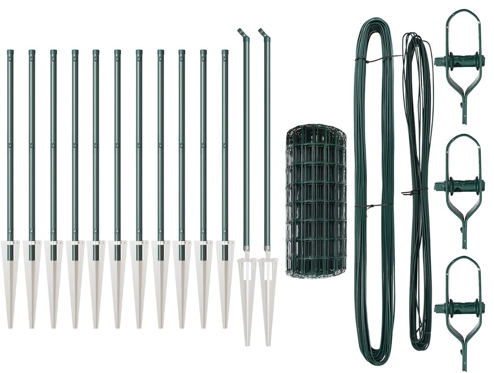 vidaXL Euro Fence με 13 Σημαδεμένους Στύλους 0.8x25 μ Γαλβανισμένο Μέταλλο Πράσινο