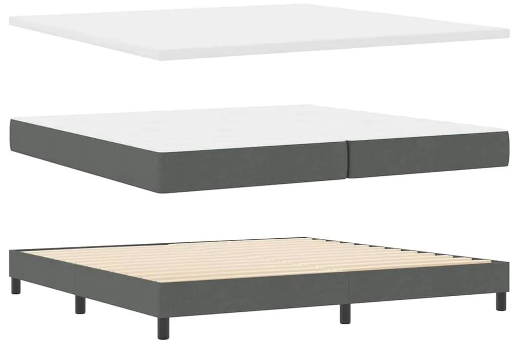 vidaXL Κρεβάτι box spring με στρώμα Σκούρο γκρι 200 x 200 cm ύφασμα