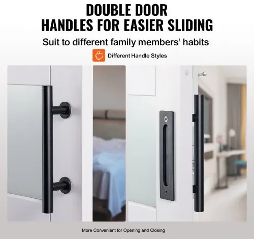 VEVOR Barn Door and Hardware Kit 30" x 84" Wood and Glass Sliding Barn Door Kit