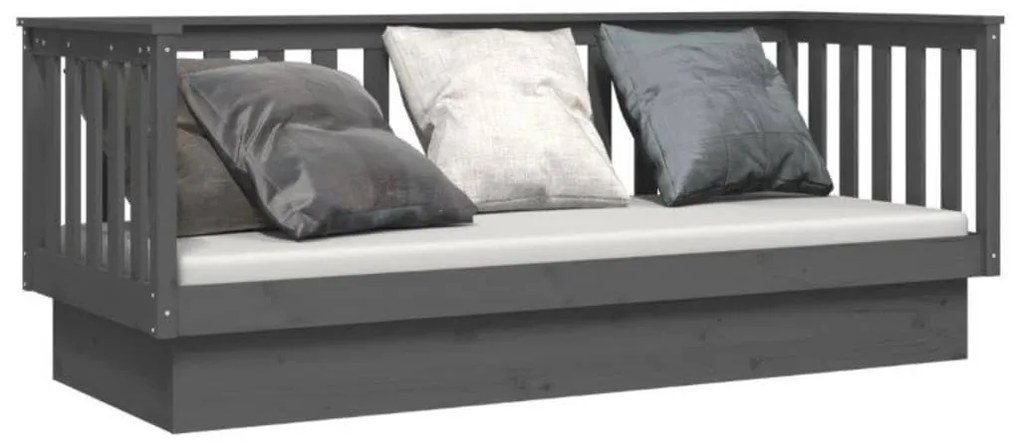 vidaXL Καναπές Κρεβάτι Γκρι 90 x 190 εκ. από Μασίφ Ξύλο Πεύκου