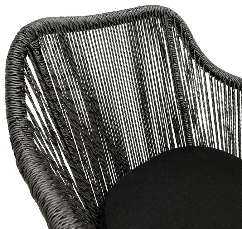 Πολυθρόνα Kalie teak ξύλο και συνθετικό σχοινί σε φυσική-μαύρη απόχρωση με μαξλάρι 60x61x80εκ 60x61x80 εκ.