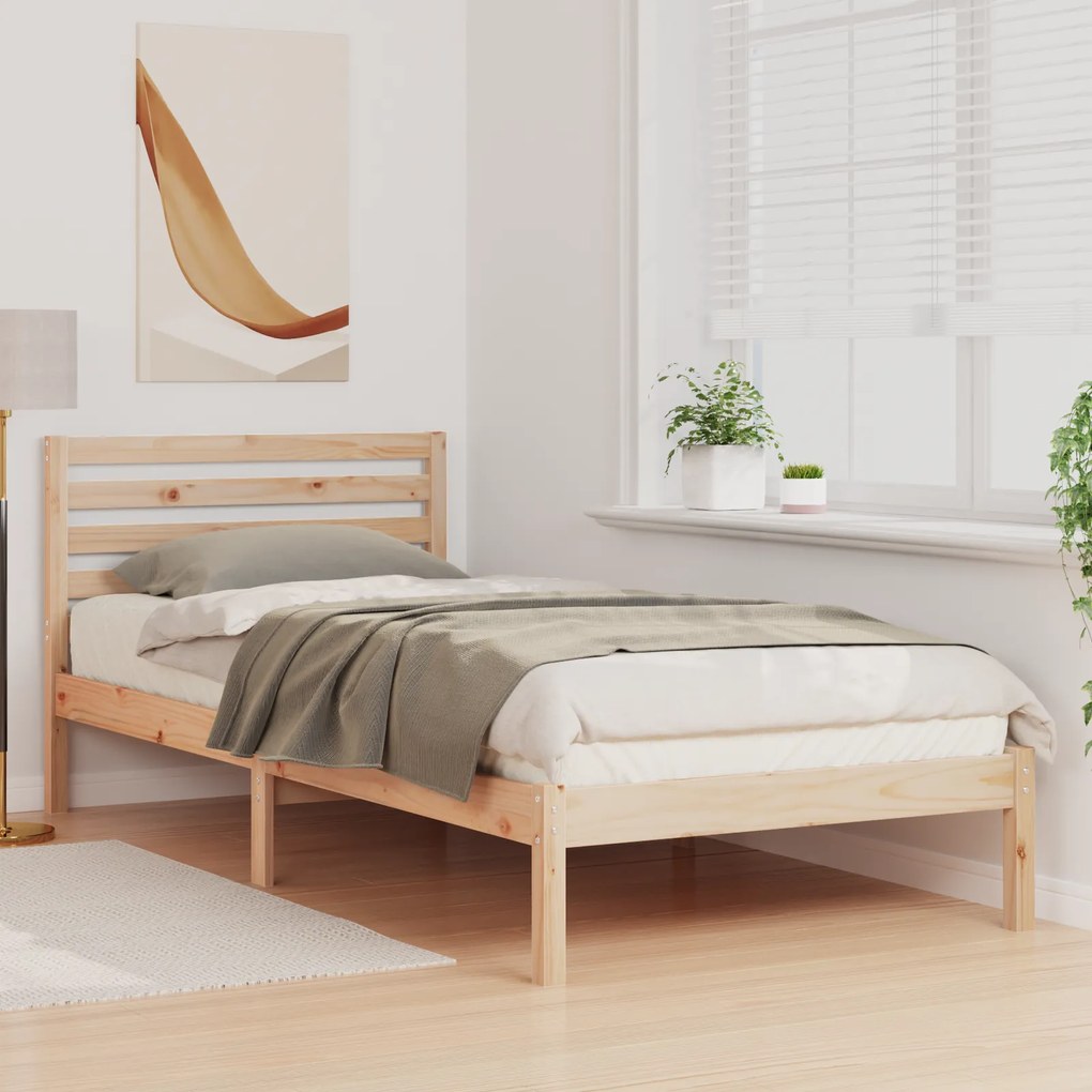 vidaXL Σκελετός Κρεβατιού Καφέ 100 x 210 cm Μασίφ ξύλο πεύκου