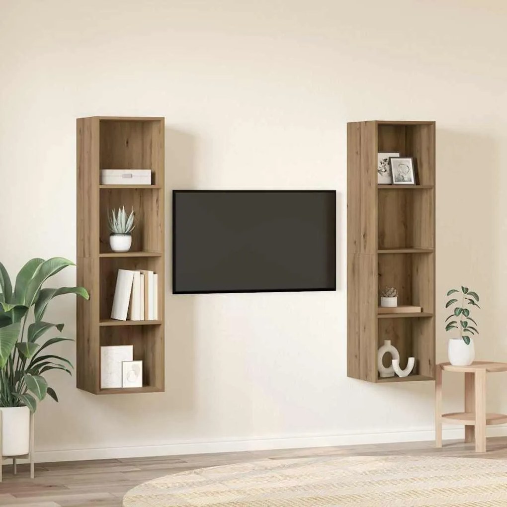 vidaXL Ντουλάπι TV 2 pcs Καφέ 37 x 37 x 142.5 εκ Επεξεργασμένο ξύλο