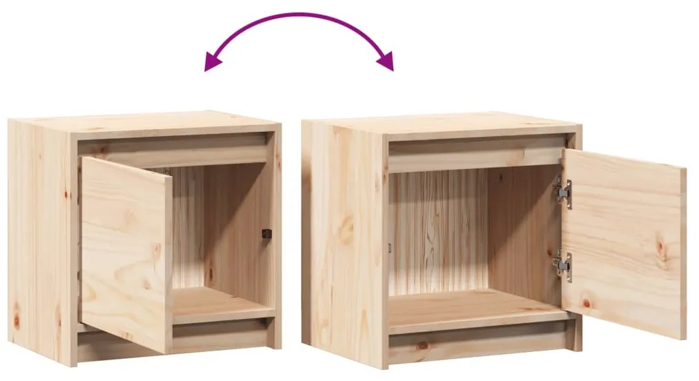 vidaXL Κομοδίνα 2 τεμ. 40 x 30,5 x 40 εκ. από Μασίφ Ξύλο Πεύκου