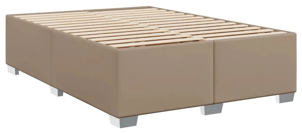 vidaXL Κρεβάτι Boxspring με Στρώμα Καπουτσίνο 140x190εκ.από Συνθ.Δέρμα
