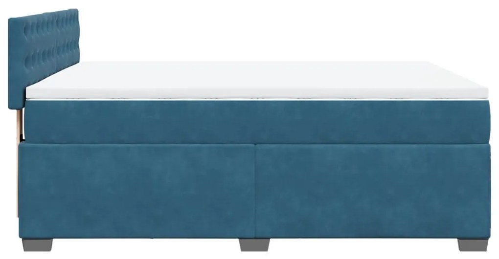 Κρεβάτι Boxspring με Στρώμα Μπλε 160x200 εκ. Βελούδινο - Μπλε