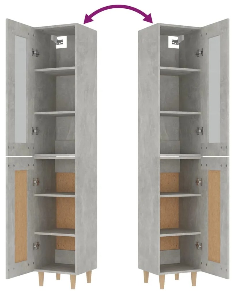 vidaXL Ντουλάπι Γκρι Σκυροδέματος 34,5x34x180 εκ. Επεξεργασμένο Ξύλο