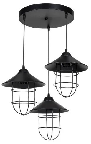 CAGE 203-0097 Vintage Κρεμαστό Φωτιστικό Καμπάνα Τρίφωτο 3 x E27 IP20 Μαύρο Μέταλλο-Μ30 x Π30 x Υ80cm Globostar-203-0097-Μαύρο 203-0097