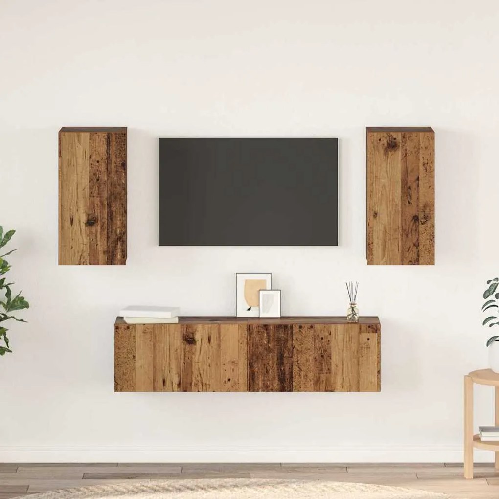 vidaXL Σετ επίπλου τηλεόρασης 4 pcs Παλαιό ξύλο 60 x 30 x 30 cm