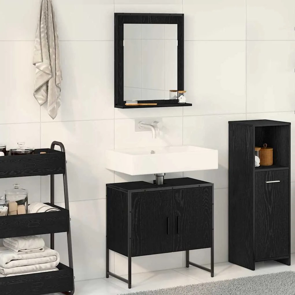 vidaXL Σετ Επίπλων Μπάνιου με αποθήκευση 2 pcs Μαύρο 60 x 33 x 60 εκ
