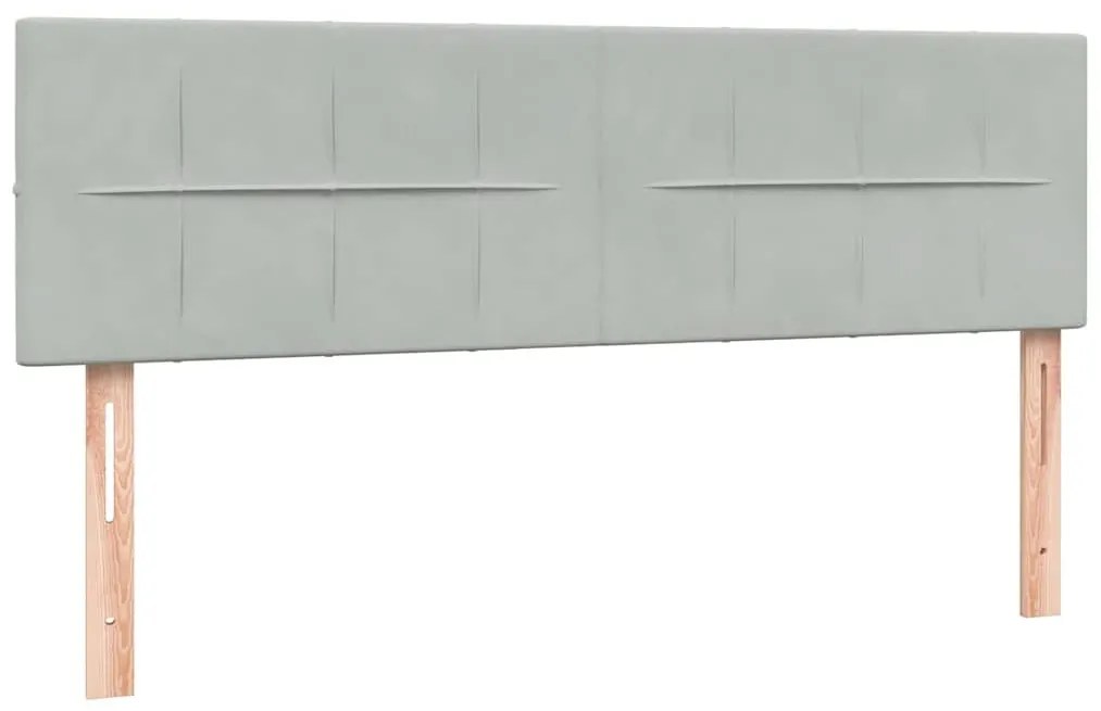 Κρεβάτι Boxspring με Στρώμα Ανοιχτό Γκρι 160x220 εκ. Βελούδινο - Γκρι