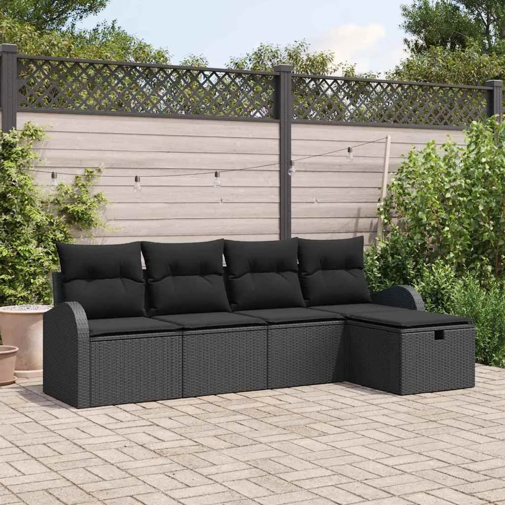 vidaXL Σετ Καναπέ Κήπου 5 pcs Μαύρο 234 x 117 x 85 εκ Πολυ ράταν