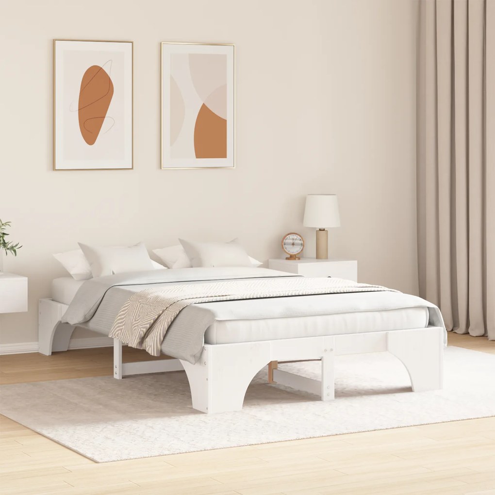 vidaXL Κρεβάτι Λευκό Ξύλο 120 x 200 cm Ανθεκτικό Σύγχρονο