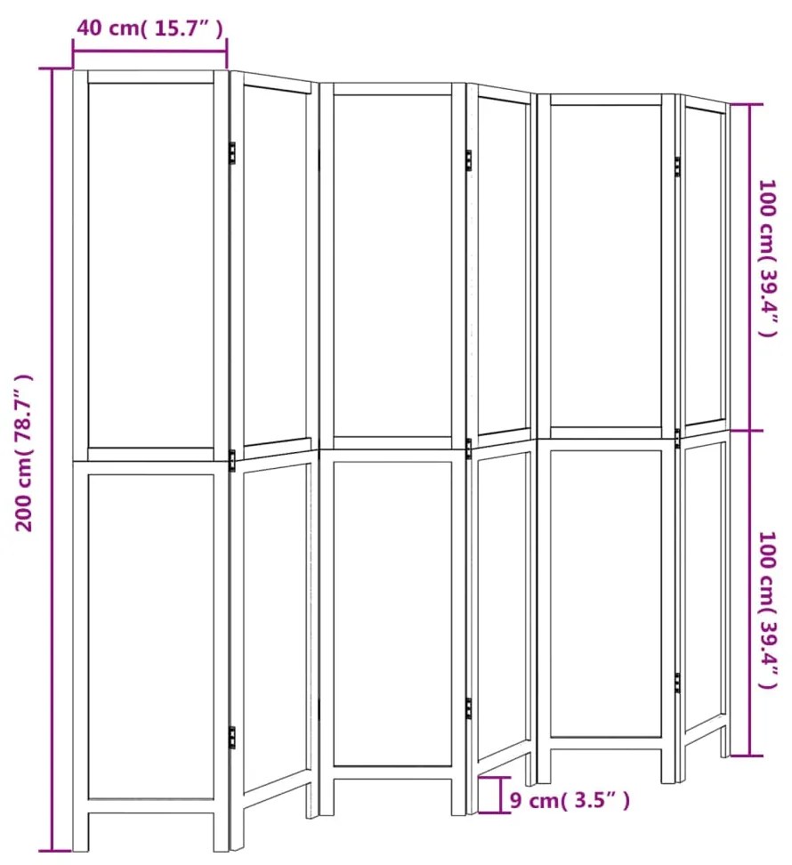 Διαχωριστικό Χώρου με 6 Πάνελ Λευκό από Μασίφ Ξύλο Παυλώνιας - Λευκό