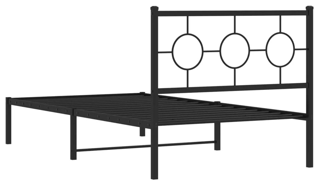 Πλαίσιο Κρεβατιού με Κεφαλάρι Μαύρο 100 x 190 εκ. Μεταλλικό - Μαύρο