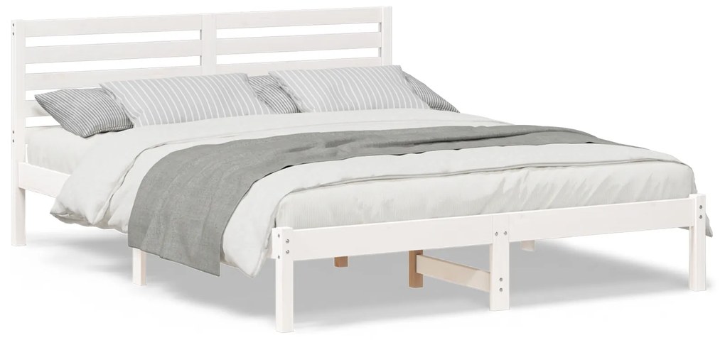 vidaXL Σκελετός Κρεβατιού Λευκό 150 x 200 cm Συμπαγές ξύλο πεύκου