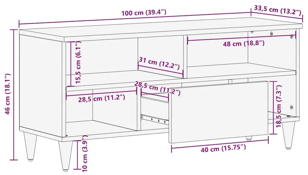 ΝΤΟΥΛΑΠΙ ΤΗΛΕΟΡΑΣΗΣ  100X33,5X46 CM ΜΑΣΙΦ ΞΥΛΟ MANGO 4018680