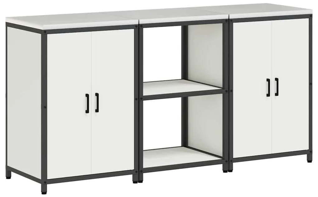 vidaXL Σετ Αποθήκευσης Κουζίνας με ράφι 3 pcs Λευκό 180 x 50 x 92 εκ.