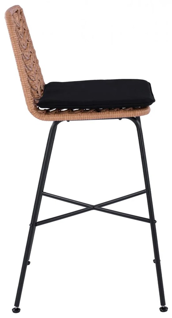 Σκαμπό Μπαρ GAVIN C5706 Μεταλλικό με Μπέζ Wicker 47x59x111Υ εκ. 47x59x111 εκ.