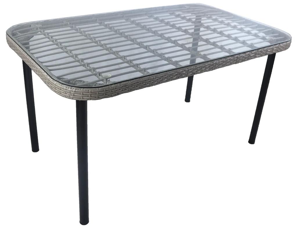 Τραπέζι Κήπου AMPIUS Γκρι/Μαύρο Μέταλλο/Rattan/Γυαλί 160x90x73cm