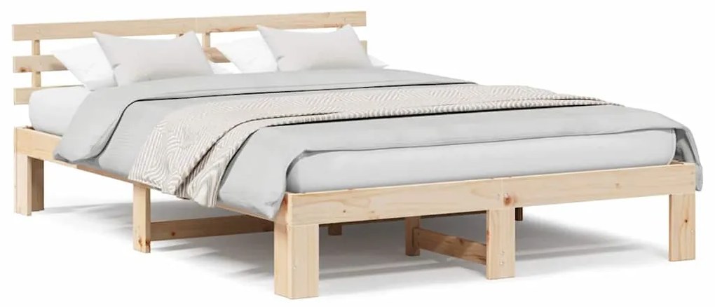 vidaXL Σκελετός Κρεβατιού Καφέ 150 x 200 cm Μασίφ ξύλο πεύκου