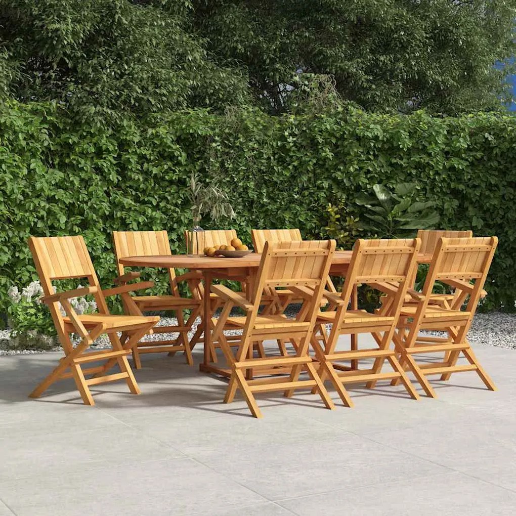 vidaXL Καρέκλες Κήπου Πτυσσόμενες 8 τεμ. 55x61x90 εκ. Μασίφ Ξύλο Teak