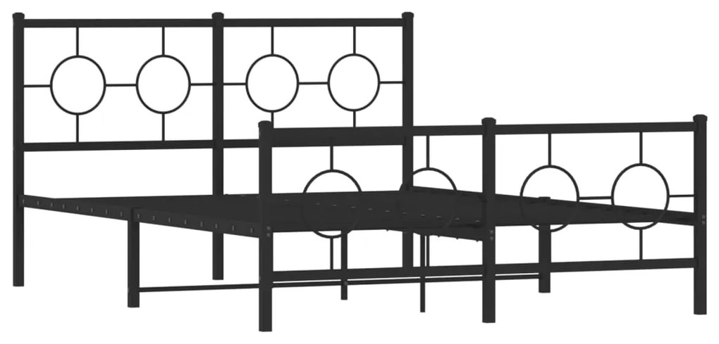 vidaXL Πλαίσιο Κρεβατιού με Κεφαλάρι&Ποδαρικό Μαύρο 140x200εκ. Μέταλλο