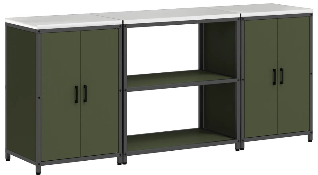 vidaXL Σετ Αποθήκευσης Κουζίνας 3 pcs Ελιά Πράσινη 210 x 50 x 92 εκ