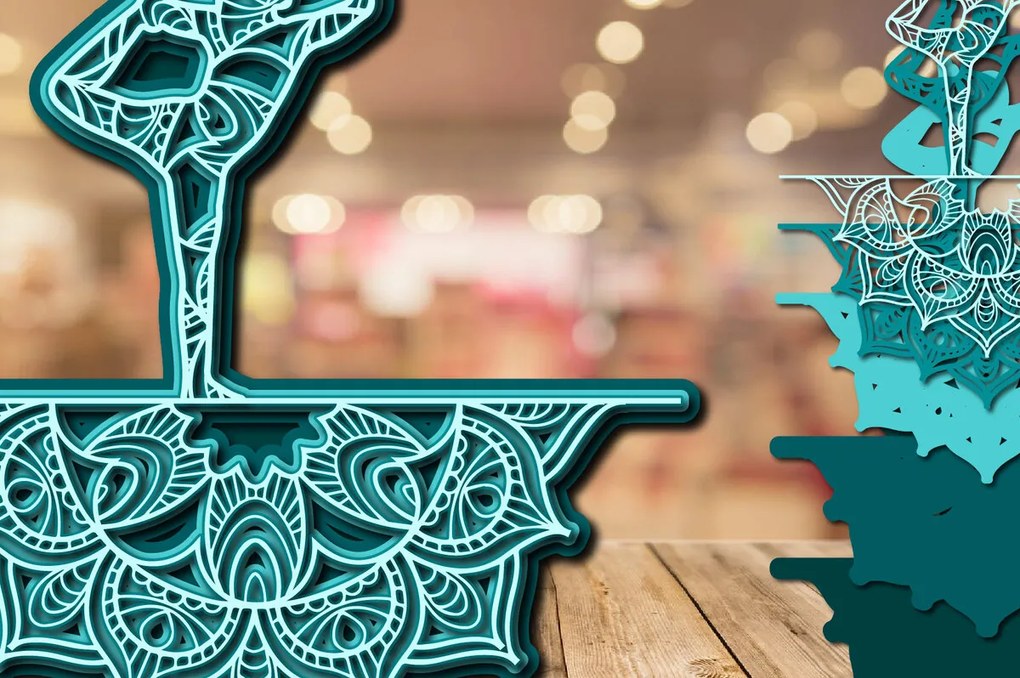 Σετ των 2 Intra απο ξύλο plywood 3mm-4mm πάχος – Yoga Mandala 3D Layer Cut Laser Δίασταση  20x20 cm INTRAFABR-23134188