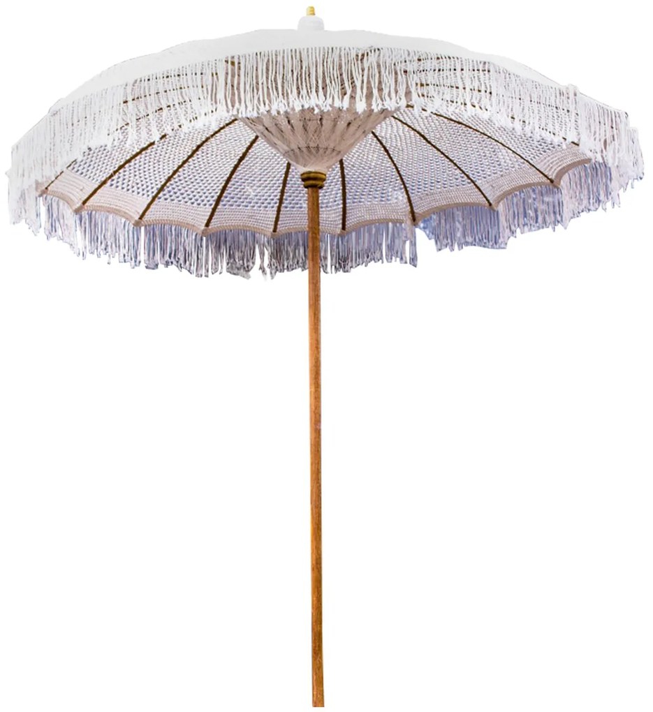 ΟΜΠΡΕΛΑ ΜΠΑΛΙΝΕΖΙΚΗ ΜΑΚΡΑΜΕ ΜΠΕΖ ΞΥΛO TEAK Φ200X250εκ.