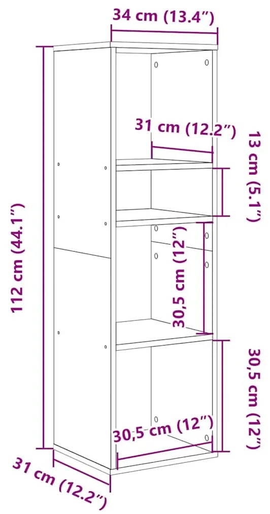 Βιβλιοθήκη Artisan Δρυς 34x31x112 εκ. Επεξεργασμένο Ξύλο - Καφέ