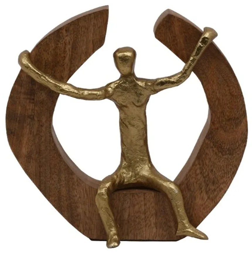 Διακοσμητικό Αντικείμενο Sitting man 937-123-010 18x7x18cm Natural-Gold Metal,Wood