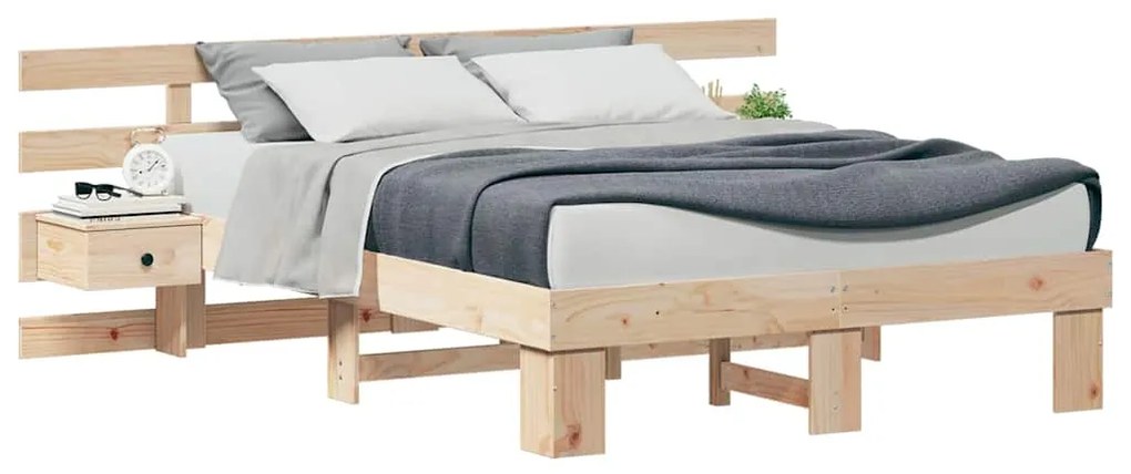 vidaXL Σκελετός Κρεβατιού με συρτάρι Καφέ 140 x 190 cm