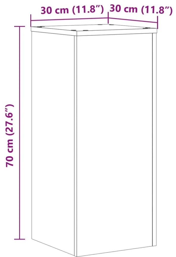 Βάσεις Φυτών 2Τεμ. Καπνιστή Δρυς 30x30x70εκ. Επεξεργασμένο Ξύλο - Καφέ