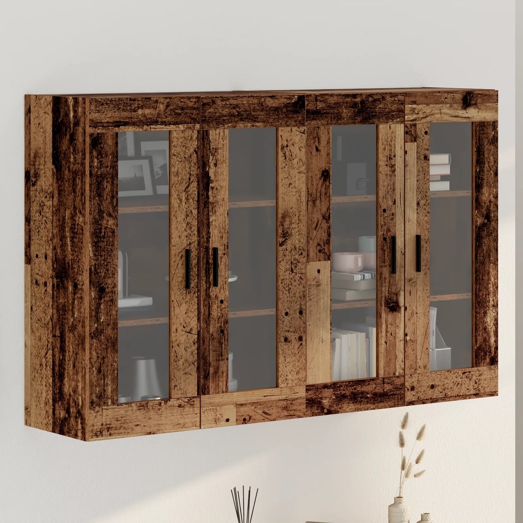 vidaXL Ντουλάπια Τοίχου 2 pcs Παλαιό ξύλο 69.5 x 34 x 90 εκ.