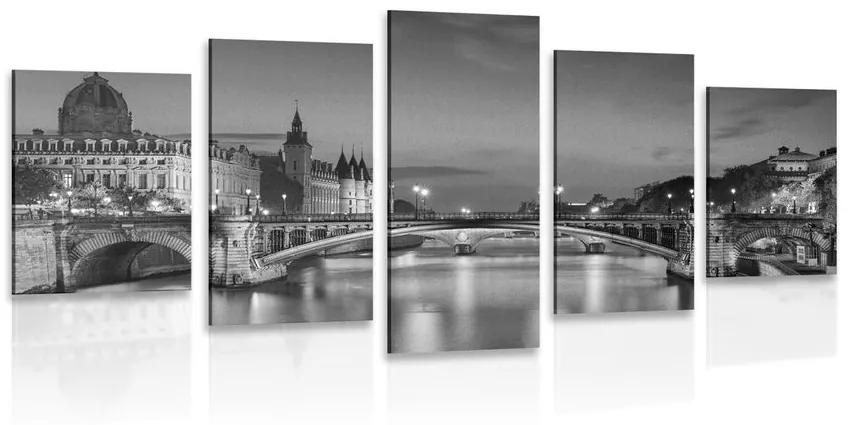 Εικόνα 5 τμημάτων Εκθαμβωτικός ορίζοντα του Παρισιού σε ασπρόμαυρο - 200x100