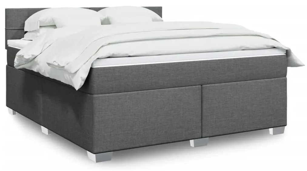 vidaXL Κρεβάτι Boxspring με Στρώμα Σκούρο Γκρι 180x200 εκ Υφασμάτιν