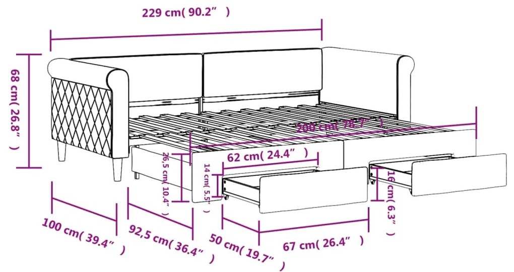 Καναπές Κρεβάτι Συρόμενος Κίτρινο 90x200εκ. Βελούδινος Συρτάρια 3197824