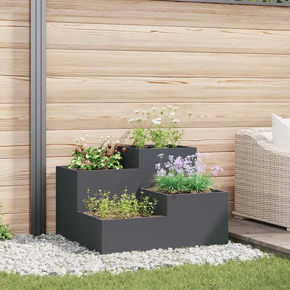 vidaXL Γλάστρα για Κήπο 100 x 100 x 60 εκ. Ανθρακί, Ατσάλι
