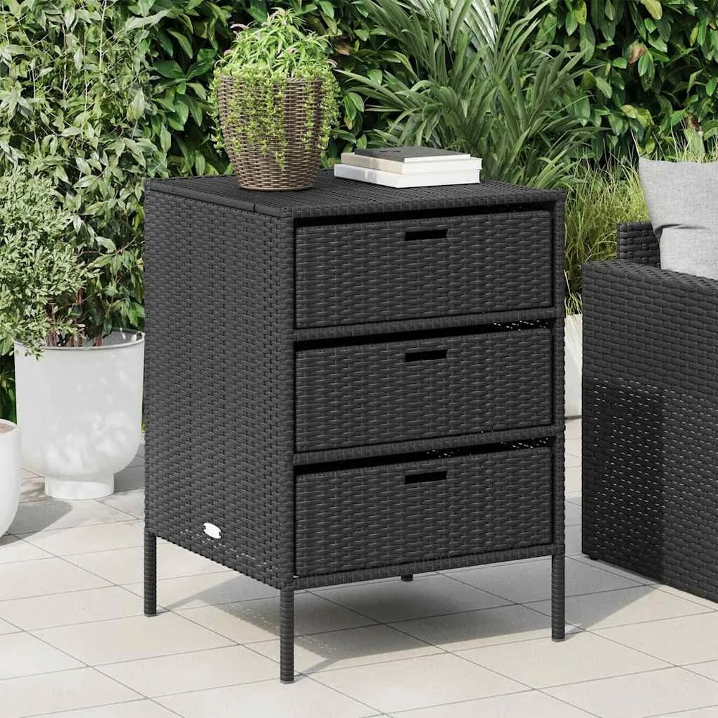 vidaXL Ντουλάπι Αποθήκευσης Κήπου Μαύρο 55x59x80 εκ. Συνθετικό Ρατάν