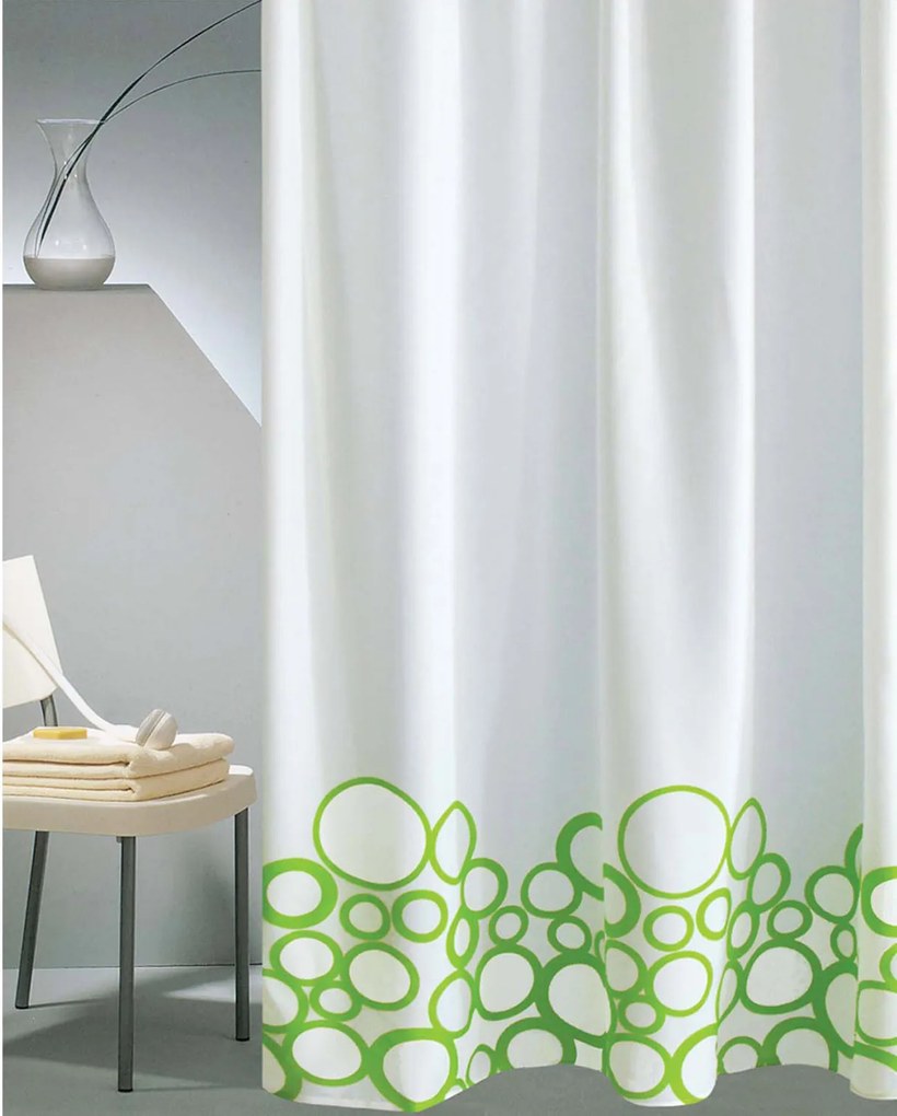 Κουρτίνα Μπάνιου (240x180) Με Κρίκους San Lorentzo Bubbles Green