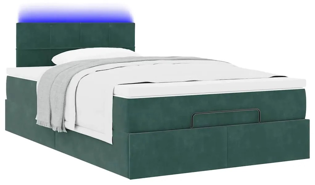 Οθωμανικό κρεβάτι με στρώμα &amp; LEDs Dark Green 120x200cm Velvet 3312617