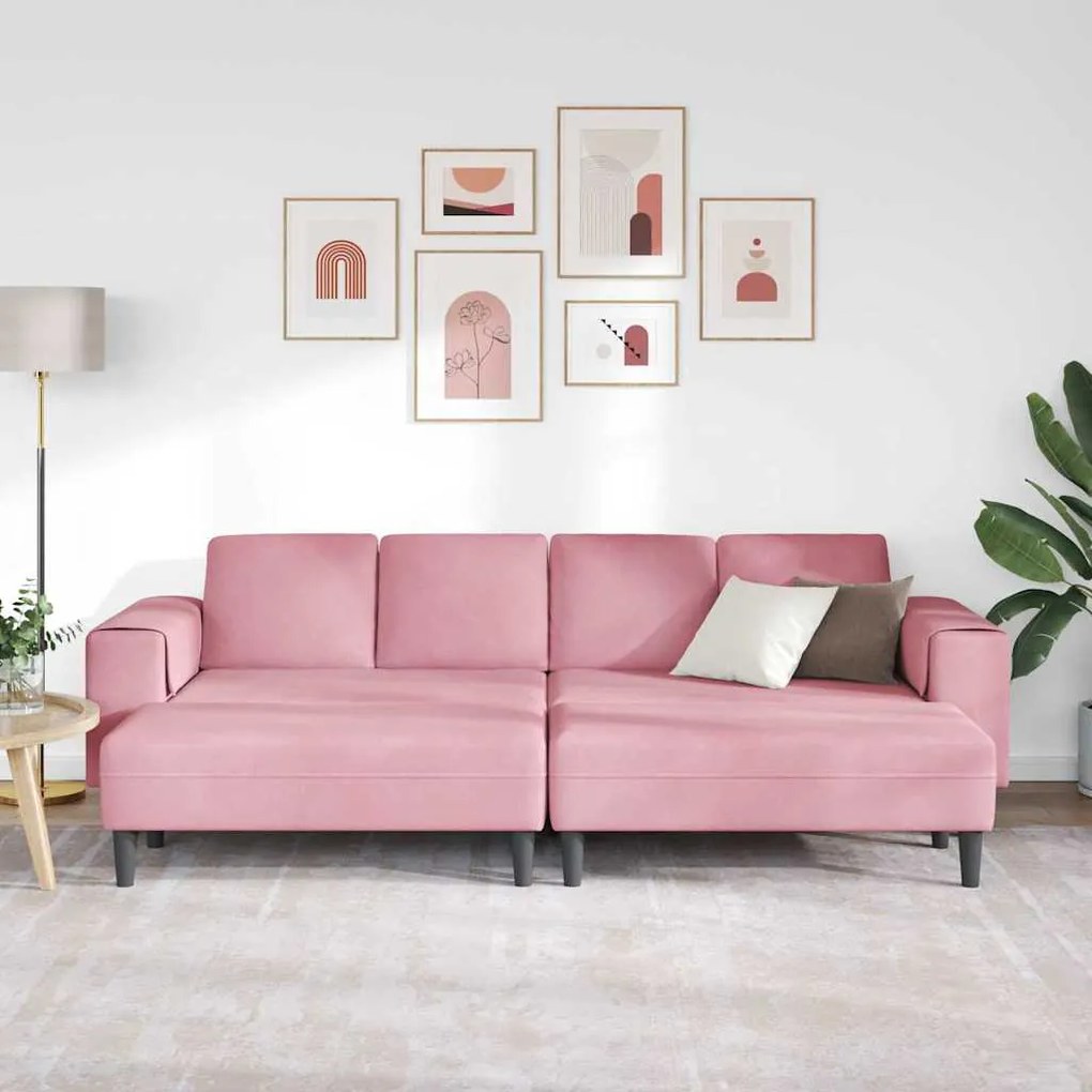 vidaXL Σετ Καναπέ 3 pcs Ροζ Βελούδο