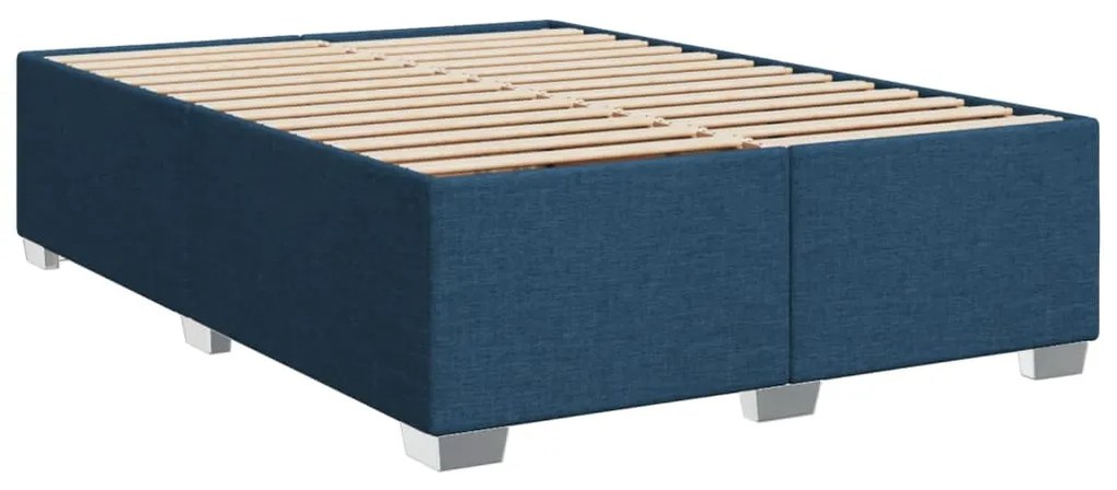 vidaXL Κρεβάτι Boxspring με Στρώμα Μπλε 140x190 εκ. Υφασμάτινο