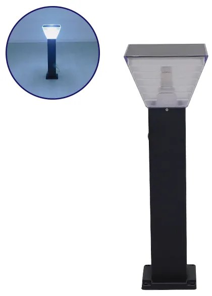 12146 GloboStar® GLOBOSTAR® VEGGIE 12146 Φωτιστικό Κολωνάκι Κήπου με Ντουί 1 x E27 60° AC 220-240V Αδιάβροχο IP65 - Γκρι Ανθρακί - Μ20 x Π20 x Υ60cm